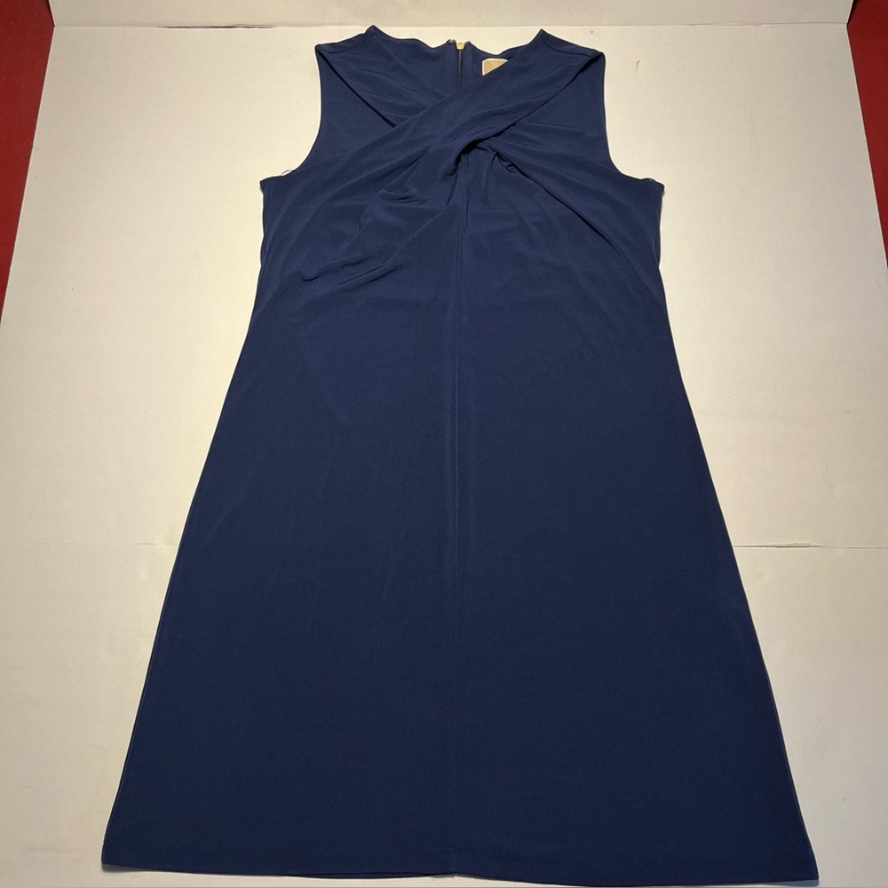 Michael Kors Cross Front Shift Dress Sleeveless Navy Blue Women's Size M